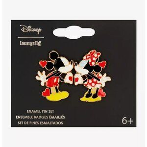 Loungefly Disney Mickey & Minnie Pin Set Kiss 2 Enamel Pins Authentic New